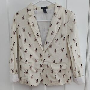 Cream Blazer with Dog Print